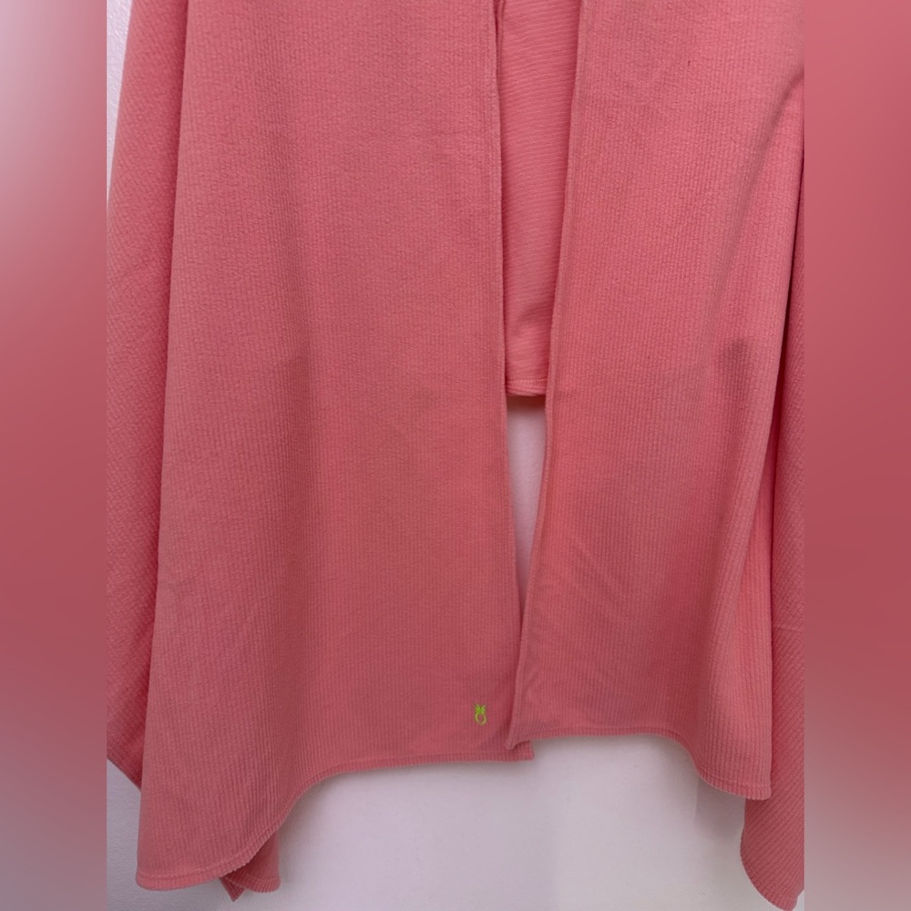 NWT Dudley Stephens Spring St Ribbed Fleece Island Coral Scarf Shawl Cardigan OS - Picture 4 of 6